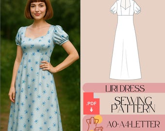 Regency Dress Sewing Pattern: Sweetheart Neckline, Ball Gown (PDF Pattern)