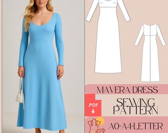 Long Bodycon Dress Sewing Pattern (PDF)