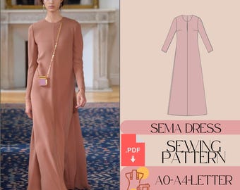 Hijab Bescheiden Jurk Naaipatroon, Maxi Abaya Jurk Patroon, Eenvoudig Naaipatroon PDF