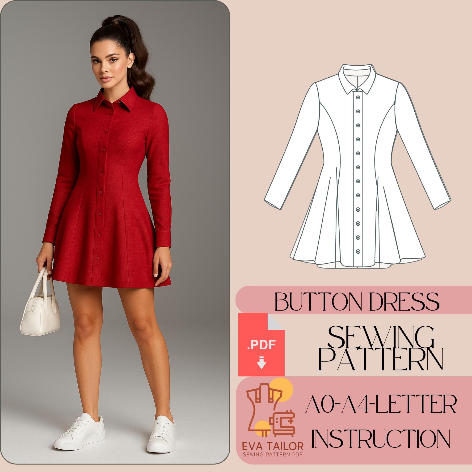 Patrón de costura para vestido camisero mini circular Patrón de