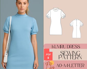 Puff Sleeve Mini Dress Sewing Pattern (PDF)