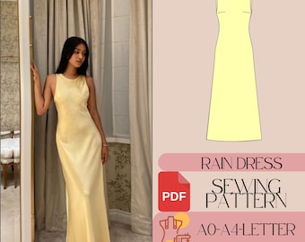 Patrón Vestido Maxi Satinado, Vestido Fiesta PDF Costura Fácil