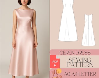 formal aline dress patterns Maxi Dress Sewing Pattern. Women A Line Slit Prom Dress Pattern PDF. Empire  Gathered Open Back Gown. Wedding Guest Bridesmaid Dress Patterns