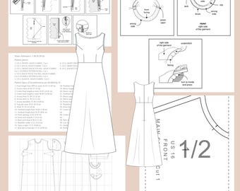 A-line Boat Neck Wedding Dress Sewing Pattern (PDF) - Etsy