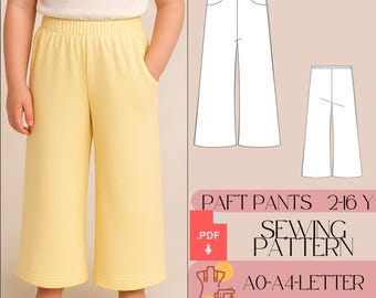 Girls Elastic Waist Knit Pants Sewing Pattern (PDF)