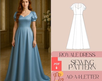 Patron de couture pour robe de princesse victorienne : robe à manches bouffantes (PDF)