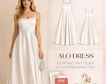 Strap Neck Dress Sewing Pattern: Simple Bridal, Prom Easy Sewing (PDF)