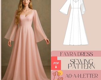 Regency Tulle Prom Dress Sewing Pattern (PDF)