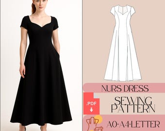 Sweetheart Neck Dress Sewing Pattern, Cocktail, Evening, Ball Gown (PDF Pattern)