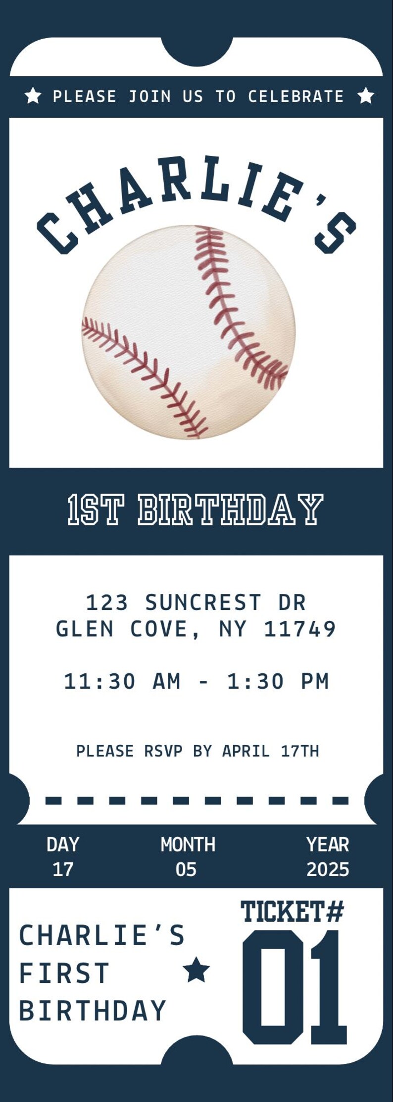 Baseball Birthday Invitation | Printable Ticket Style Evite | Sports ...