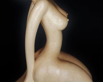 Nude Woman wood sculpture MEDITATION