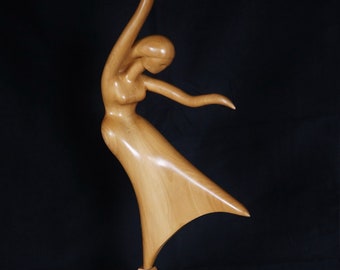 Female nude wood sculpture DANCER