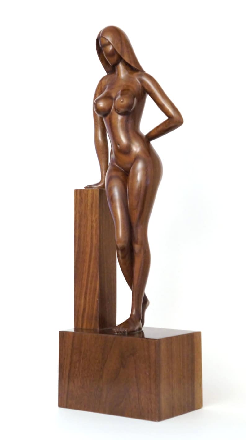 Nude Woman Wood Sculpture Fifty Shades of Brown image 1