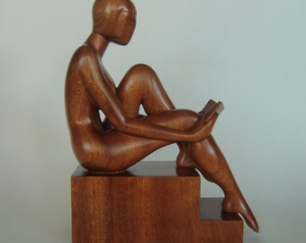 Nude woman wood sculpture CARRIED AWAY