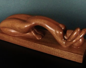 Nude woman wood  sculpture ECSTASY