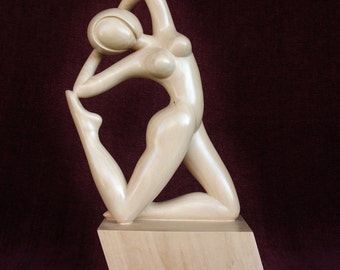 Nude woman wood sculpture GYMNAST