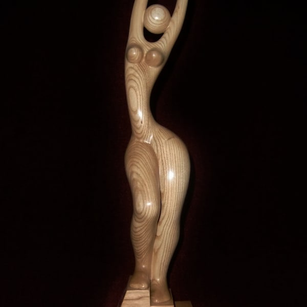 Nude Woman Wood Sculpture STRETCHING