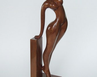 Nude woman wood sculpture AWAKENING