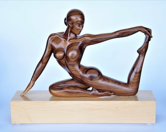 Nude woman wood sculpture  GYMNAST 3