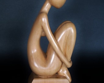 Nude woman wood sculpture AELITA