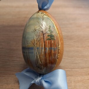 Decoración de centro de mesa de Pascua, Huevo pintado coleccionable, Arte en miniatura, Huevo de madera artesanal, Decoración de Pascua hecha a mano, Diseño de huevo de madera,