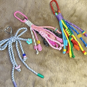 Seil Schlüsselbund Charm Set, süße Perlen Seil Taschenanhänger, Seil Schlüsselbund Geldbörse Charm Zubehör, einzigartiges Geschenk