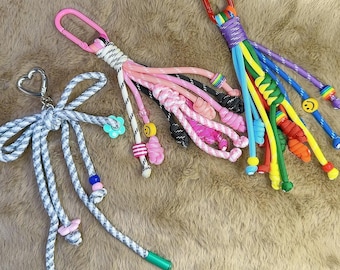 Kleurrijke touw sleutelhanger bedelset: tas accessoires met kralen