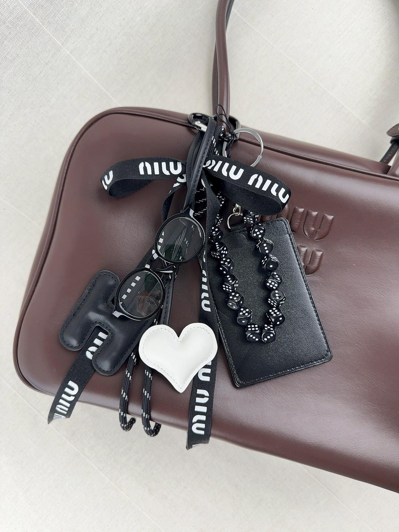 Korean Miumiu Ribbon Bag Charm: Leather Letter H, Dice Beads - Etsy