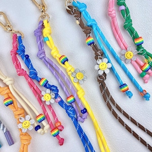 Colorful Rope Keychain Charm Set: Beaded Bag Purse Accessories