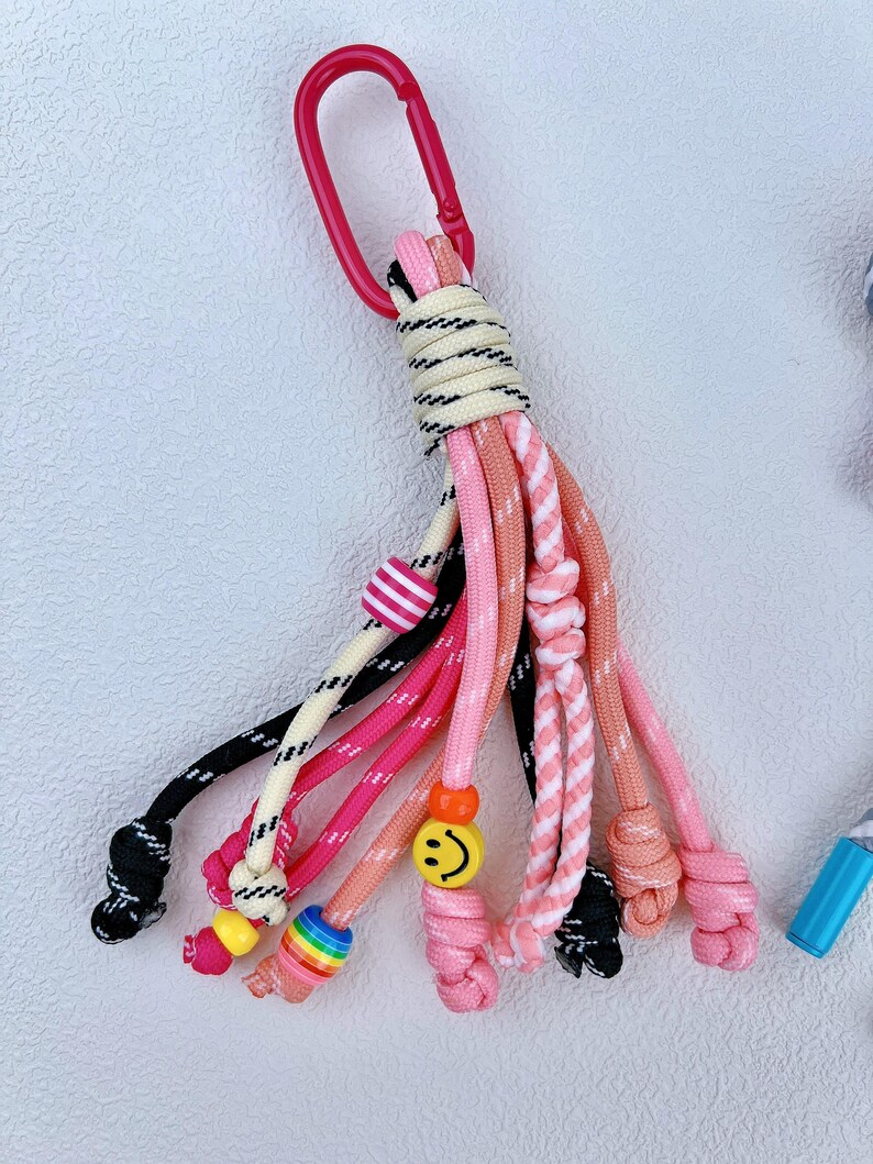 Colorful Rope Keychain Charm Set: Beaded Bag Purse Accessories - Etsy