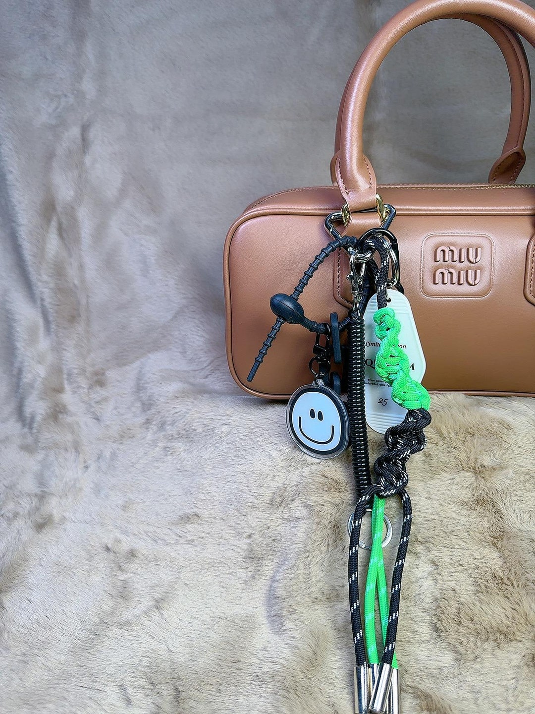 Keychain Y2k Rope Smiling Face Bag Charm: Y2k Black & Green Rope Keychain - Etsy