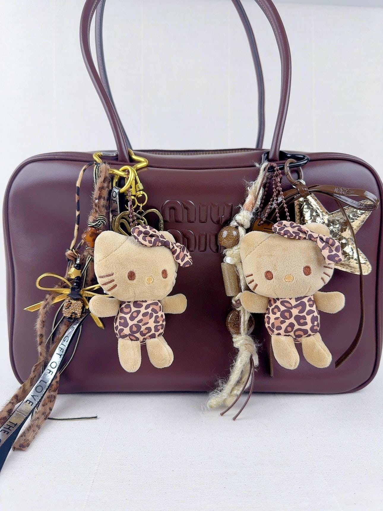Leopard Print Hello Kitty Bag Charm: Bohemian Purse Keychain - Etsy