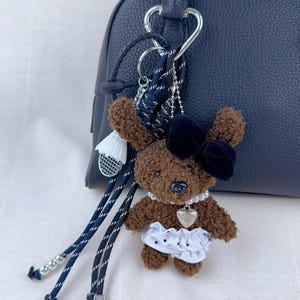 Brown Bear Bag Charm: Badminton Keychain, Rope Purse Accessory