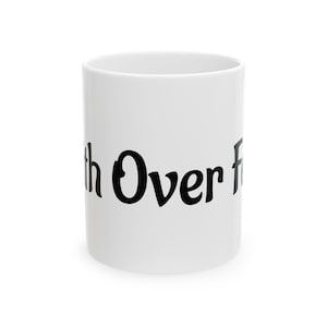Ceramic Mug with &#39;Faith Over Fear&#39; Design - Inspirational Coffee Cup for Daily Motivation, Gift for Friends, Office Decor, Faith-Based [...]