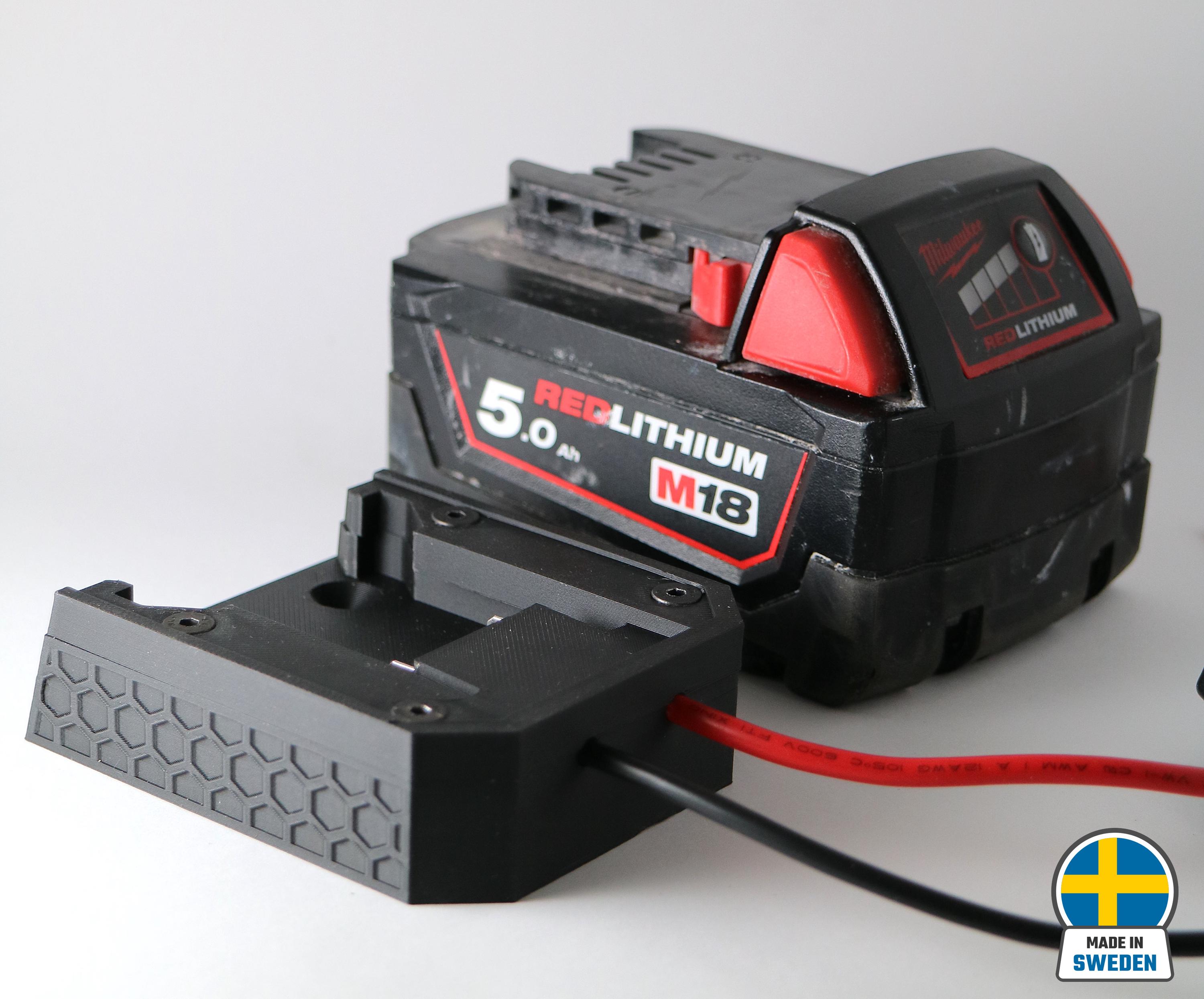 Battery adapter for Milwaukee M18 battery with included 30A fuse