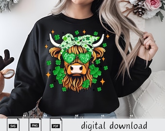 Highland Cow St. Patrick's Day Png, Retro St Patricks Day PNG, Coquette St Patty's Day png, Lucky PNG, St Patricks Coquette Png, Irish Png
