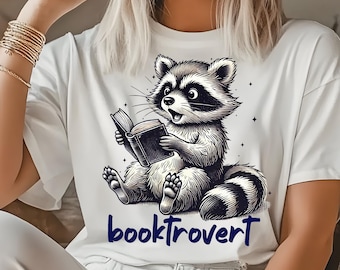 Booktrovert PNG, Funny Book Lover PNG, Reading Raccoon png, Trendy Bookish png, Book Lover Gift PNG Sublimation, funny png, pet lover png