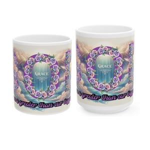 God&#39;s Grace Ceramic Mug, Religious Coffee Cup for Church Gift, Bible Verse 11-15oz, Christian Drinkware, Inspirational Tea Mug, Coffee Cup