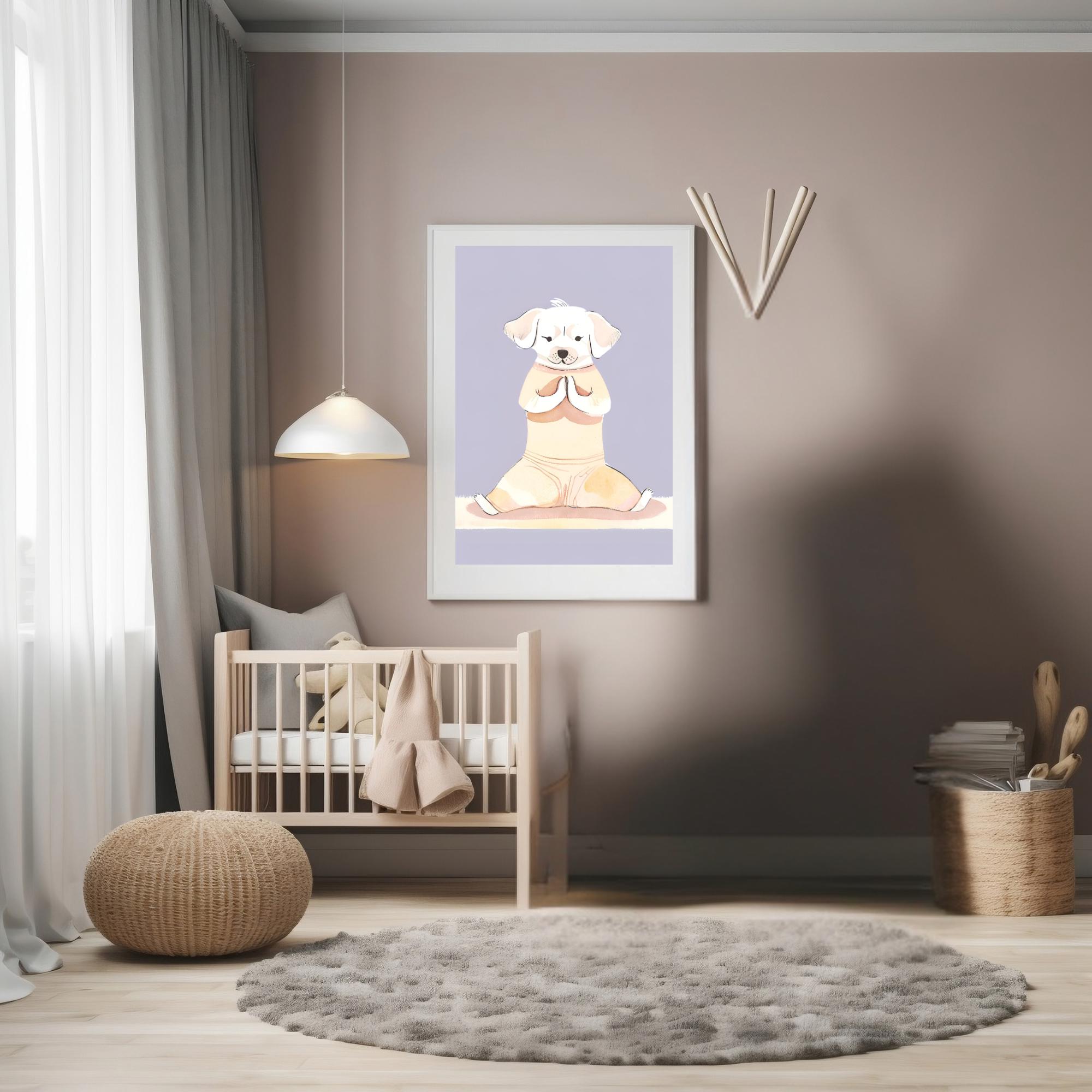 Namaste Puppy Yoga Art Printable | Mindful Dog Wall Art | Boho Digital Decor for Kids Room | Instant Download