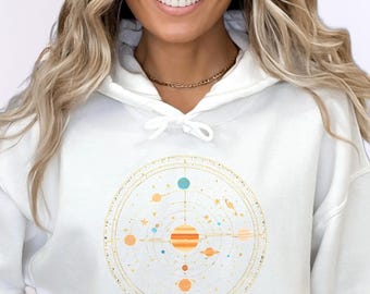 Sonnensystem Hoodie - Cosmic Celestial Design | Astronomie Geschenk für Sterngucker | Planetaren Parade Hoodie