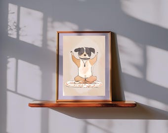 Meditierender Hund Poster | Boho Yoga Studio Wand Kunst (Instant Download)