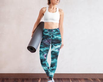 Teal und Indigo Yoga Hose für Frauen | Hoch taillierte Workout-Leggings | Zen Activewear – hoch taillierte Damenmode für Yoga und Fitness