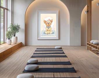 Zen Yorkie Yoga Wall Art: Peaceful Boho Nursery Decor, Meditating Dog Printable, Instant Download
