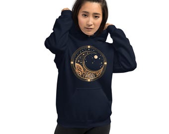 Hellblauer Himmlischer Mond Hoodie - Kuscheliges mystisches Sweatshirt für Astrologie-Liebhaber