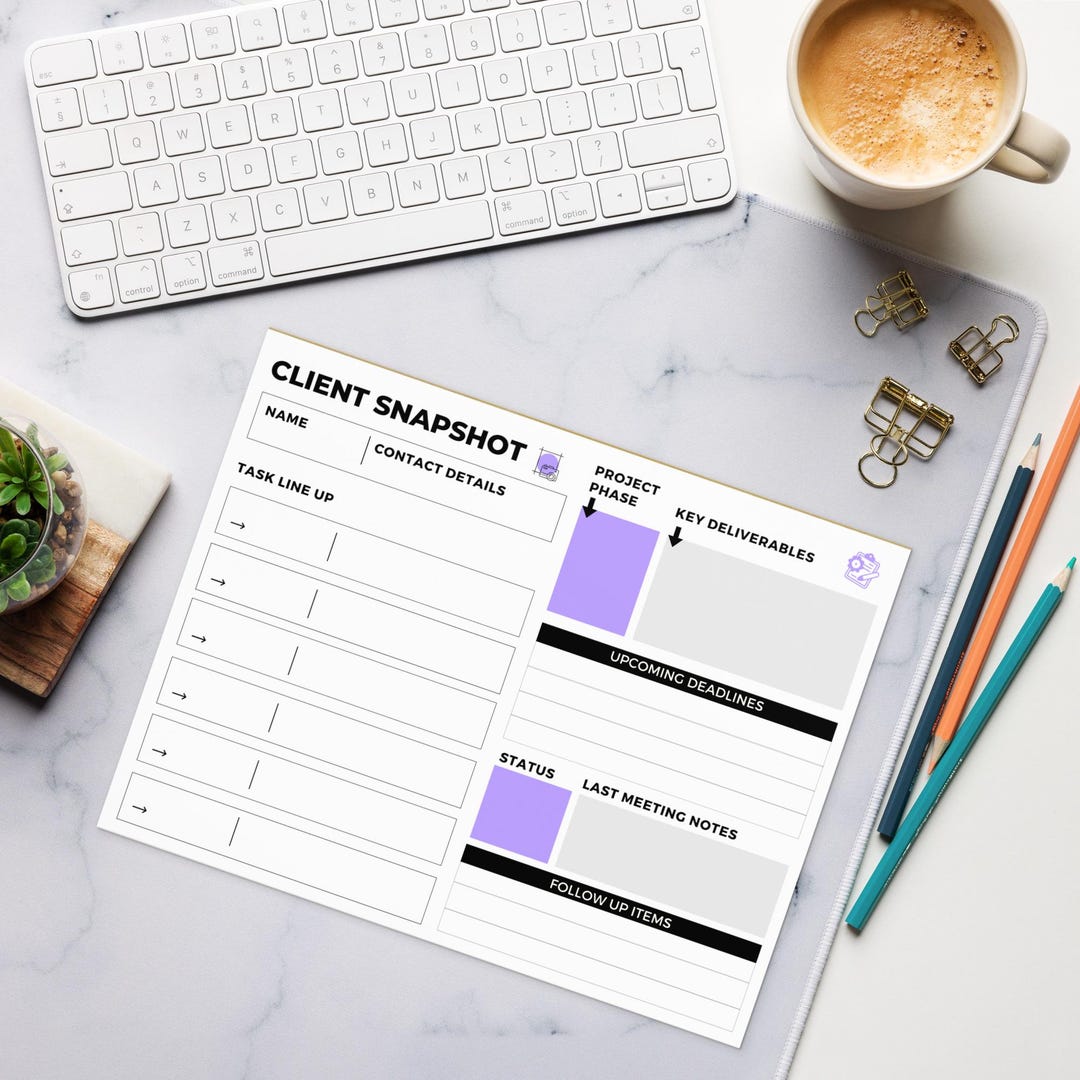 Client Snapshot Tracker Client Management & Project Overview Organizer ...
