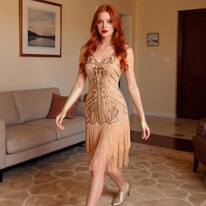 1920s Flapper Gatsby Dress, Vintage Party Dress, Gatsby Flapper Dress, Art Deco Inspired Downton Abbey Dress, Retro Evening Gown