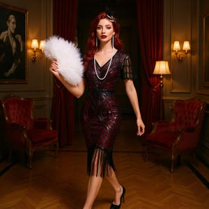1920s Flapper Gatsby Dress, Vintage Party Dress, Gatsby Flapper Dress, Art Deco Inspired Downton Abbey Dress, Retro Evening Gown
