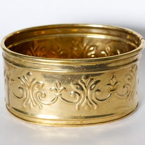 Brass Embossed Small Oval Planter Vintage Plant Pot Made in India Brass Home Decor