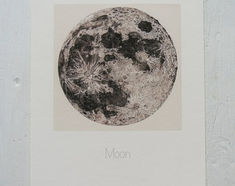 Full Moon Pen and Ink Illustration