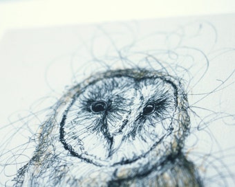 Barn Owl Pen and Ink Illustration Print Limited Edition